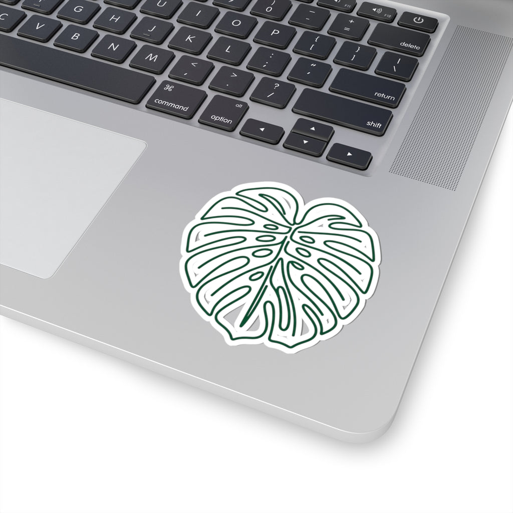 Monstera Leaf Sticker — Minimal Green Botanical Decal