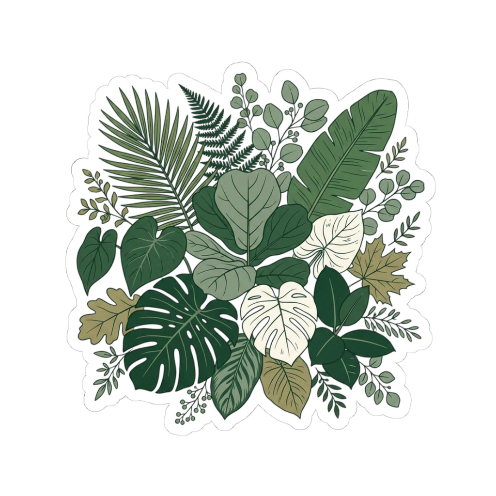 Tropical Leaf Sticker - Green Botanical Plant Decal for Laptops & Water Bottles