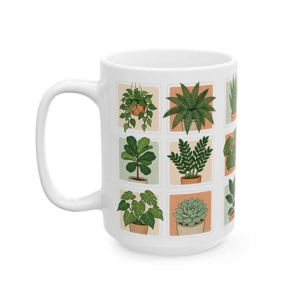 Houseplant Ceramic Mug — 11oz/15oz Potted Plant Coffee Cup