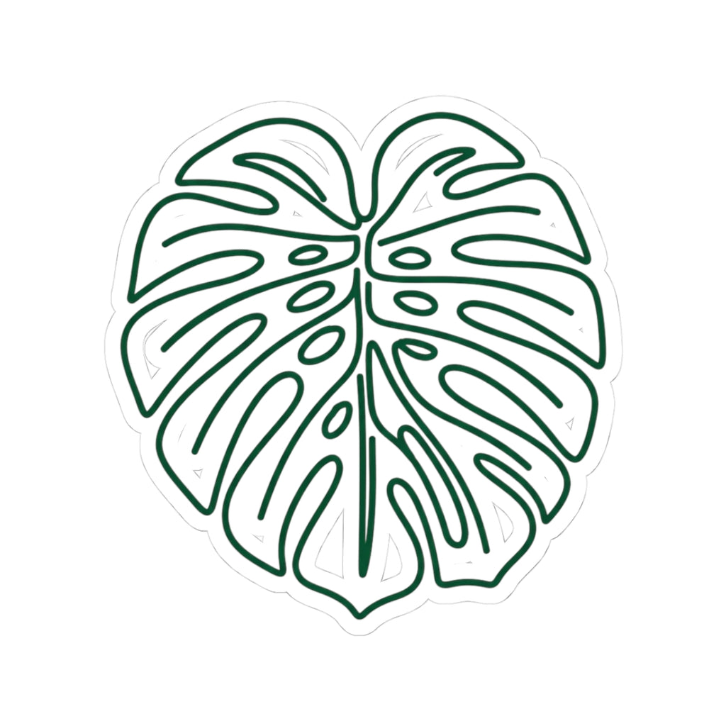 Monstera Leaf Sticker — Minimal Green Botanical Decal