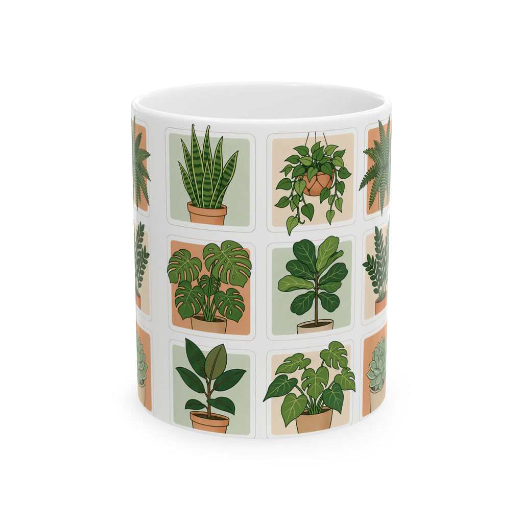 Houseplant Ceramic Mug — 11oz/15oz Potted Plant Coffee Cup