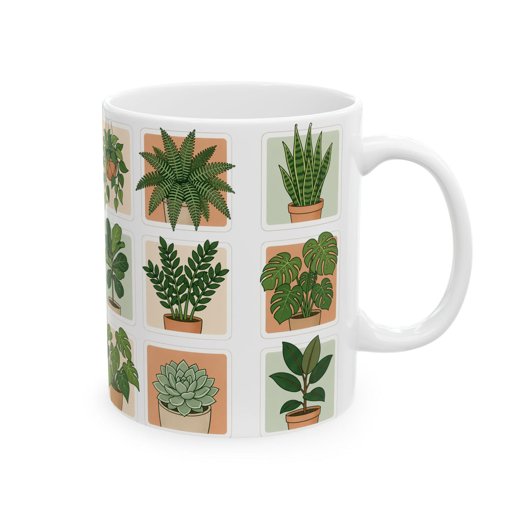 Houseplant Ceramic Mug — 11oz/15oz Potted Plant Coffee Cup
