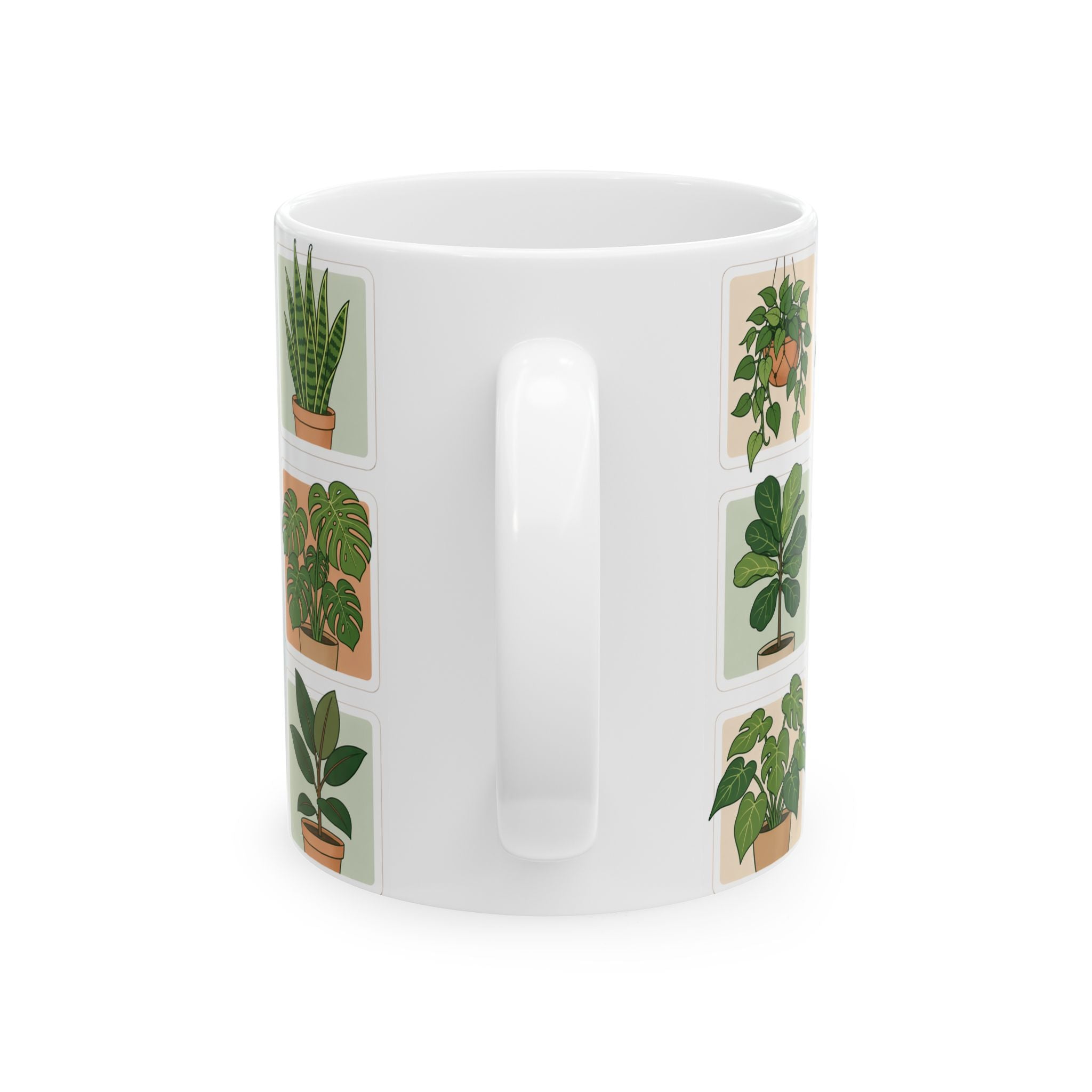Houseplant Ceramic Mug — 11oz/15oz Potted Plant Coffee Cup