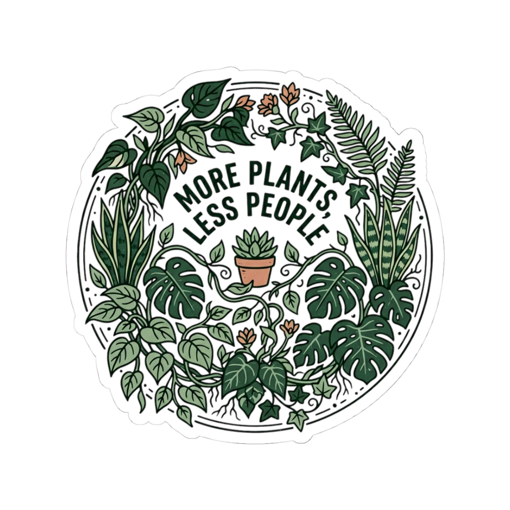 "More Plants, Less People" Sticker