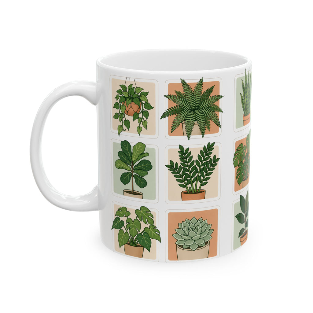 Houseplant Ceramic Mug — 11oz/15oz Potted Plant Coffee Cup