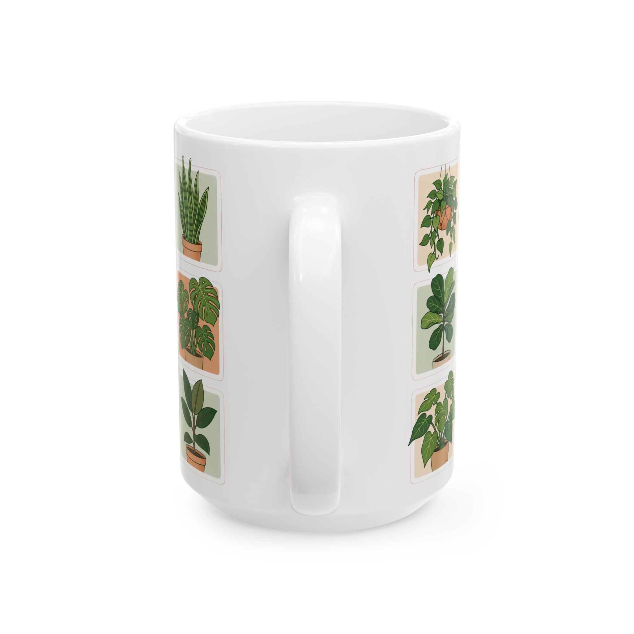 Houseplant Ceramic Mug — 11oz/15oz Potted Plant Coffee Cup