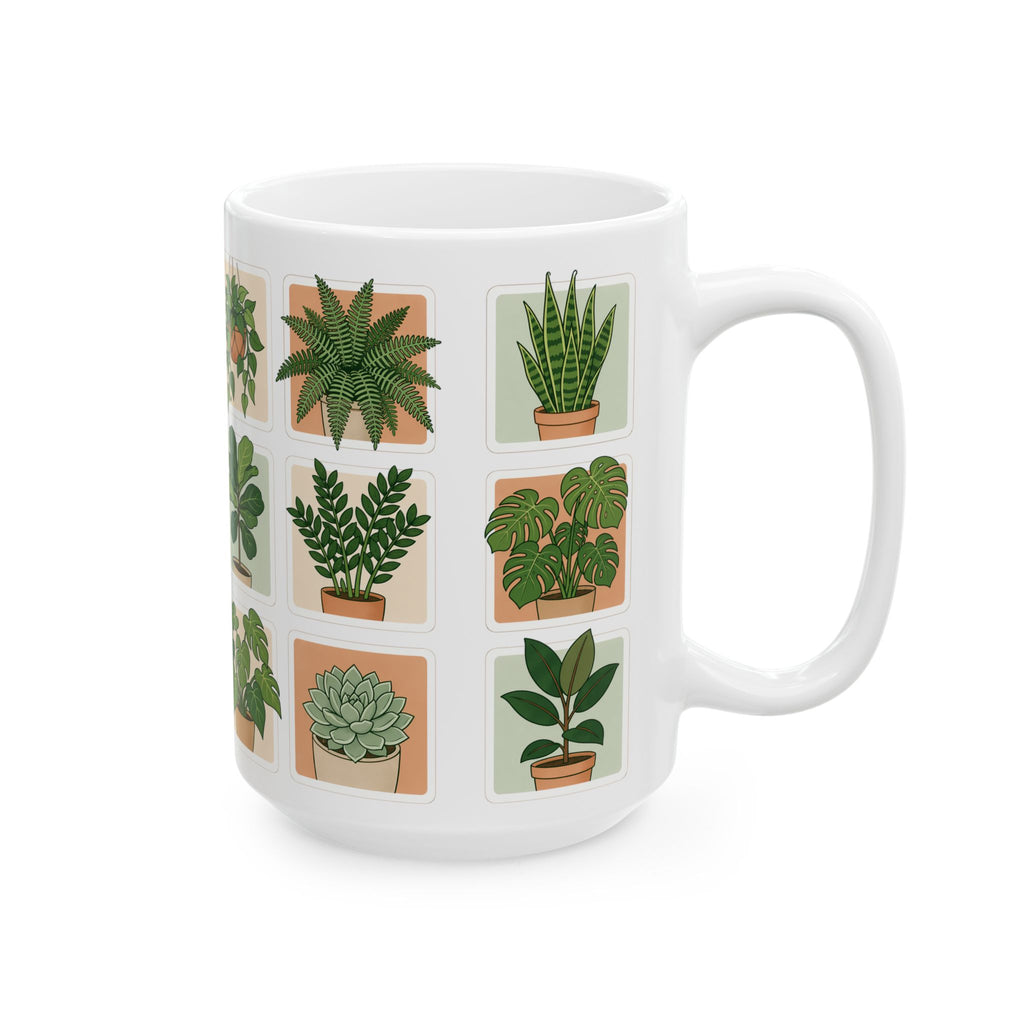 Houseplant Ceramic Mug — 11oz/15oz Potted Plant Coffee Cup