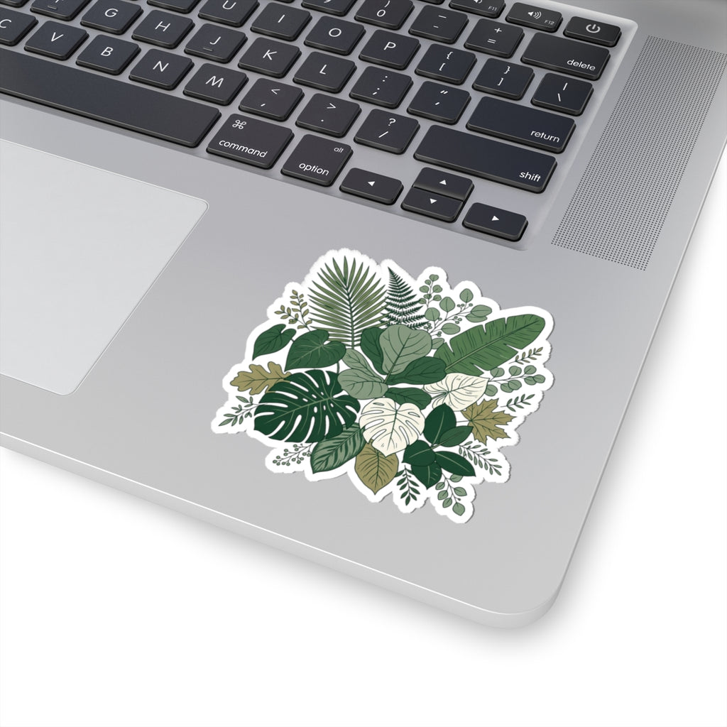 Tropical Leaf Sticker - Green Botanical Plant Decal for Laptops & Water Bottles
