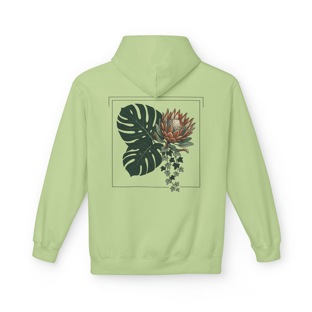 Botanical Monstera & Protea Hoodie — Floral Tropical Back Print