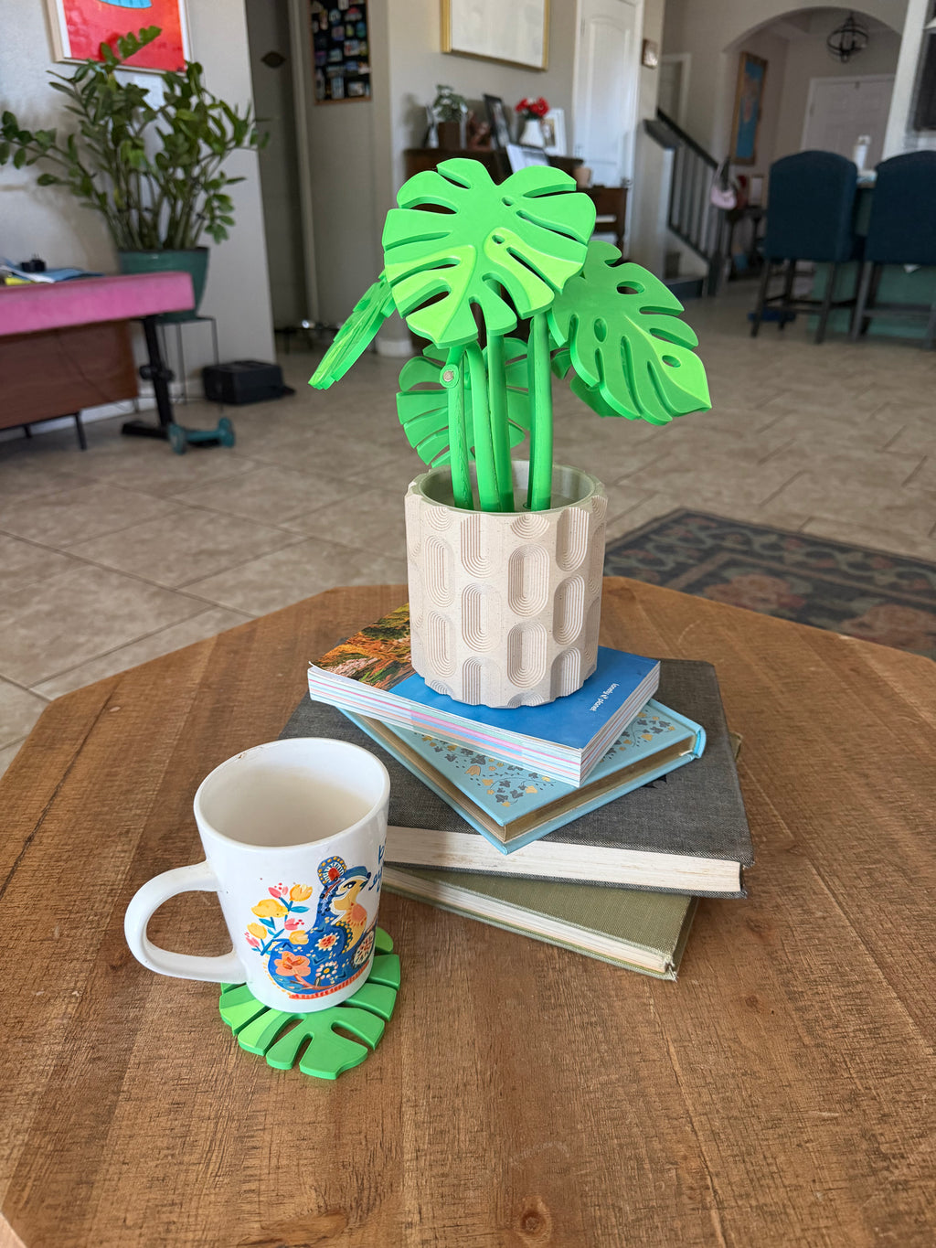 Monstera Plant with Magnetic Coasters 3d printed