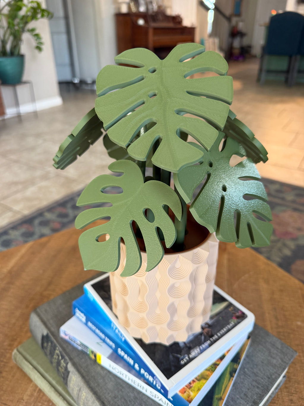 Monstera plant with magnetic coasters 3d printed