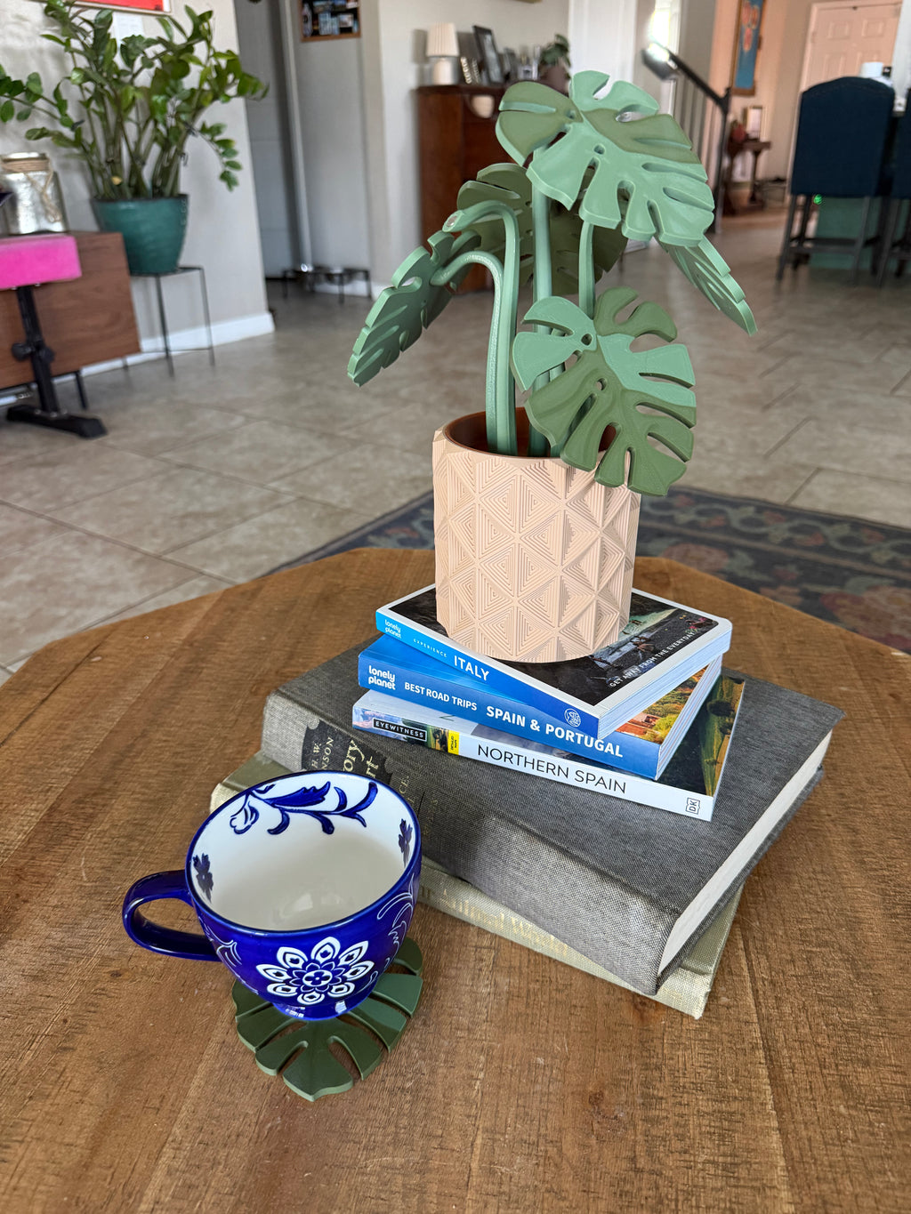 Monstera plant with Magnetic Coasters 3d printed