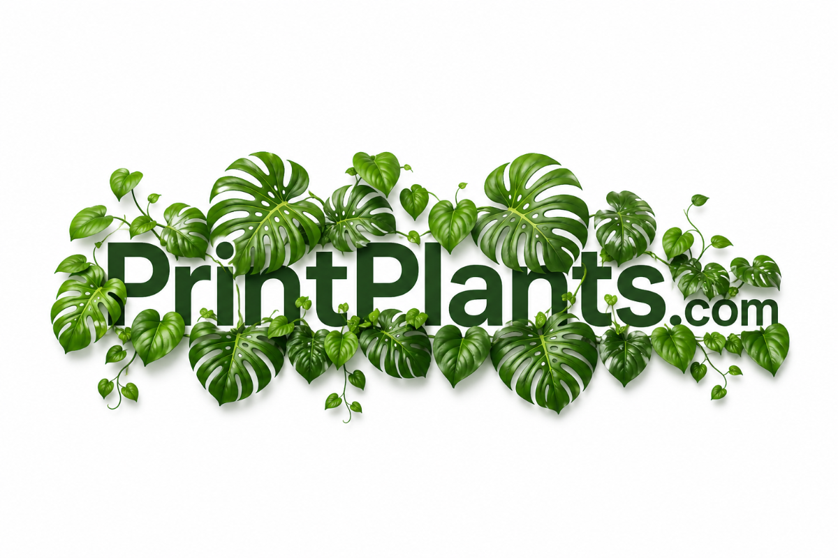 Logo of PrintPlants.com with green leafy design on a white background